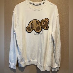 Palm Angels Cream Sweatshirt with Bear Motif